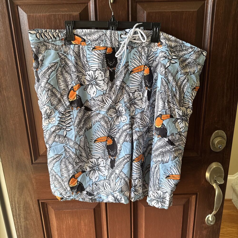 St. John's Bay- Mens Blue‎ Flamingo Swim Trunks,  Big & Tall Size: 4XL